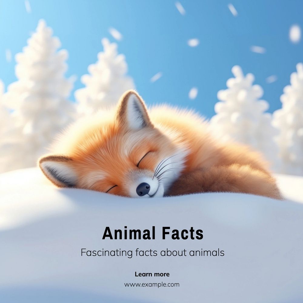 Animal facts Instagram post template, editable text