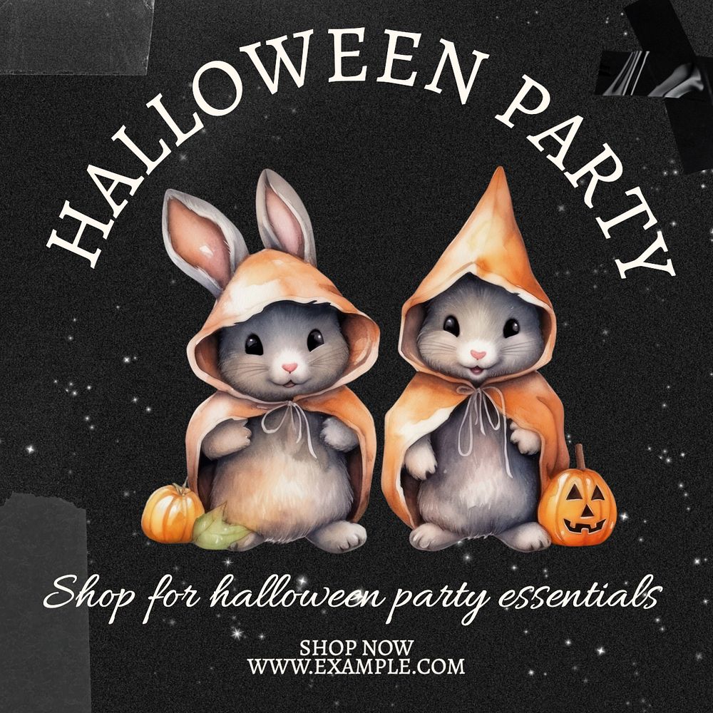 Halloween shop Instagram post template, editable text