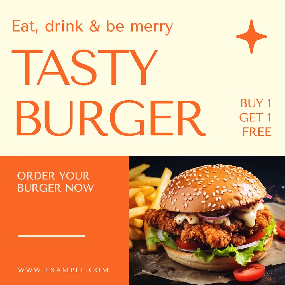 Restaurant promotion Instagram post template, editable text