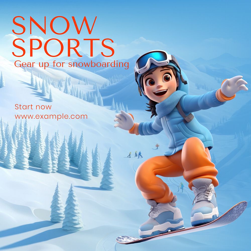 Snow sports Instagram post template, editable text