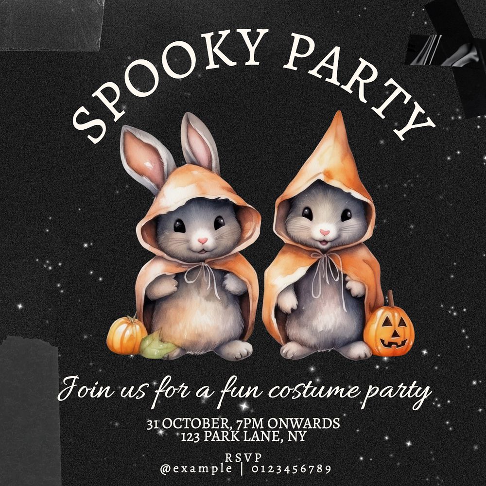 Halloween party Instagram post template, editable text