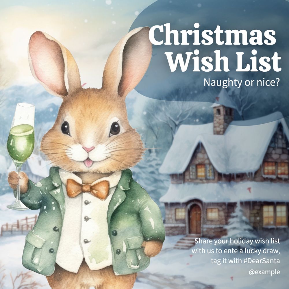 Christmas wish list Instagram post template, editable text