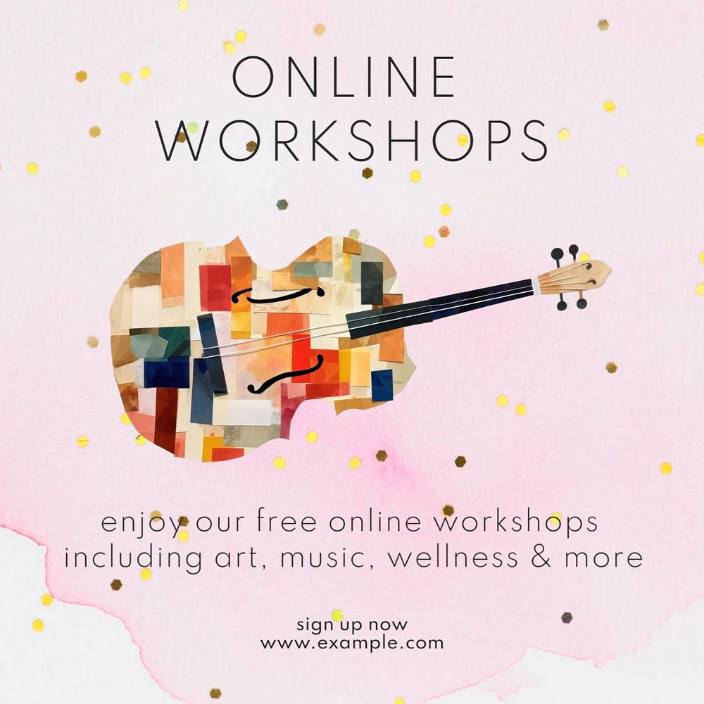 Online workshop Instagram post template, editable text