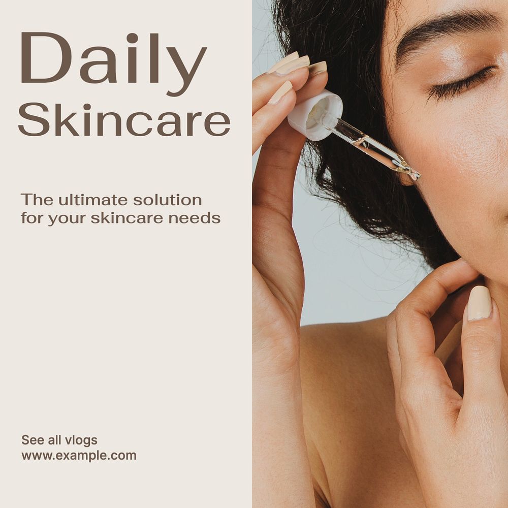 Daily skincare Instagram post template, editable text