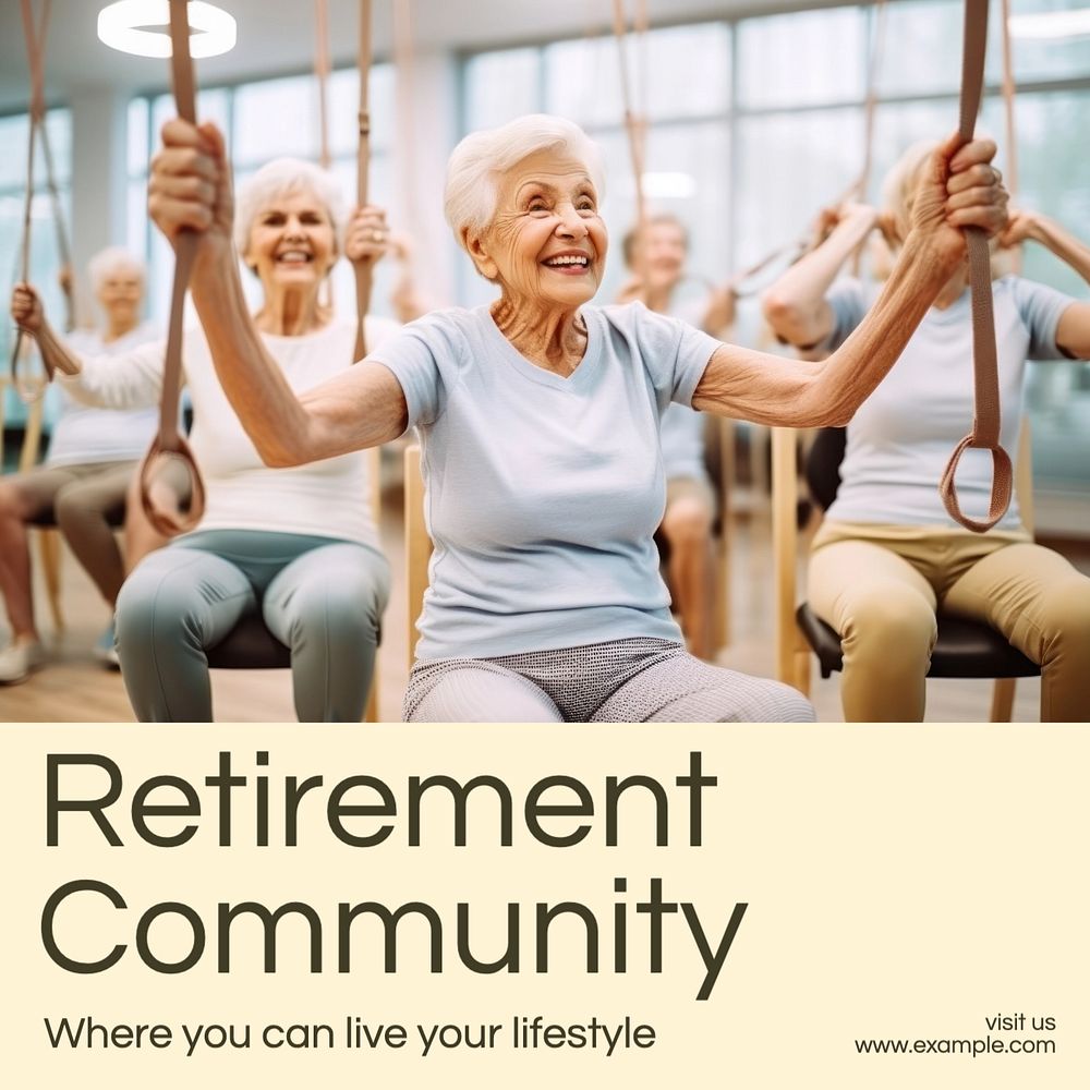 Retirement community Instagram post template, editable text