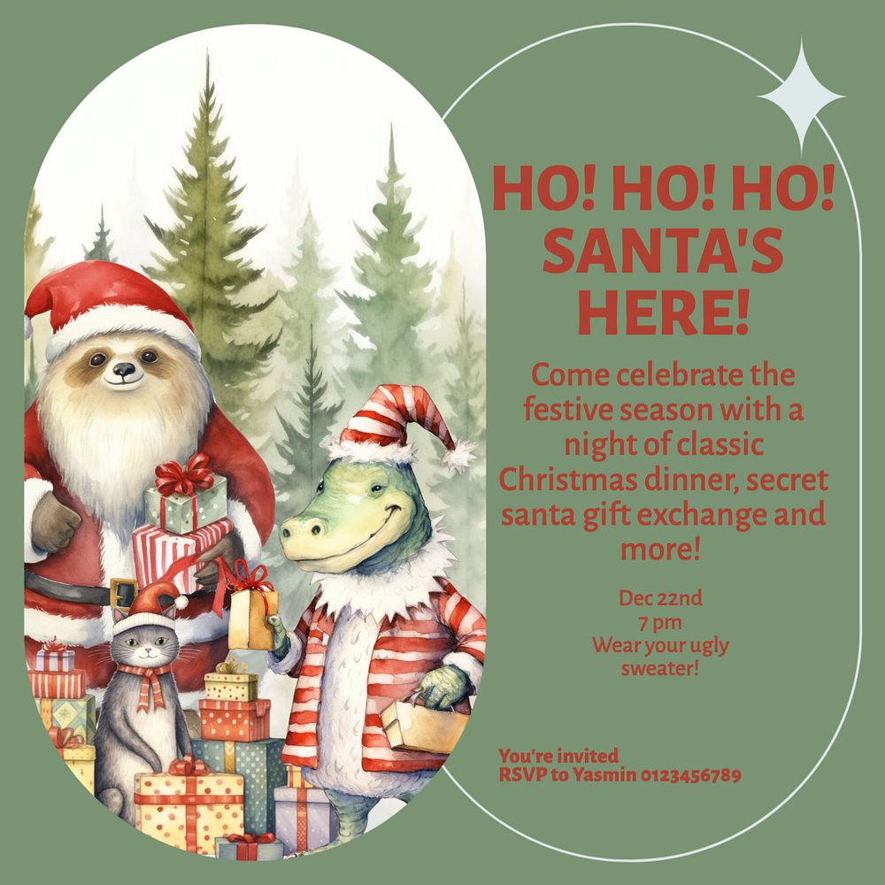 Christmas party Instagram post template, editable text