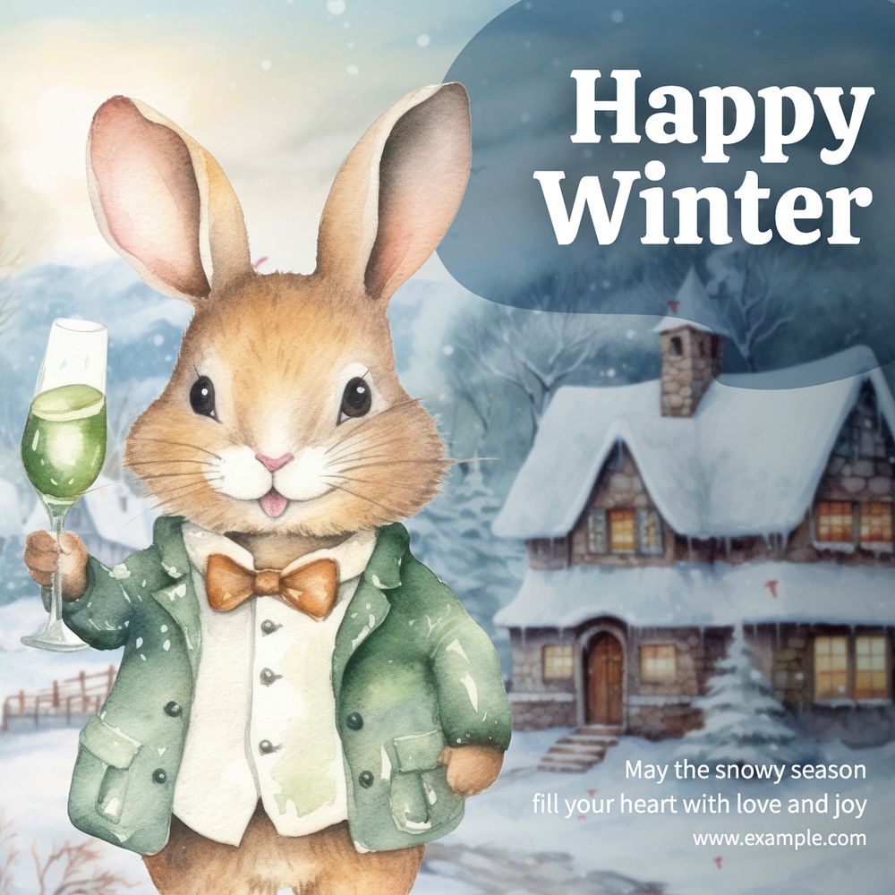 Happy winter Instagram post template, editable text