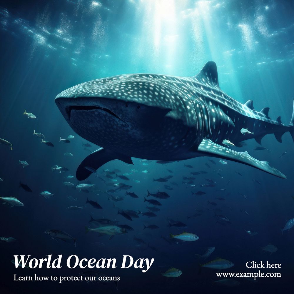 World ocean day Instagram post template, editable text