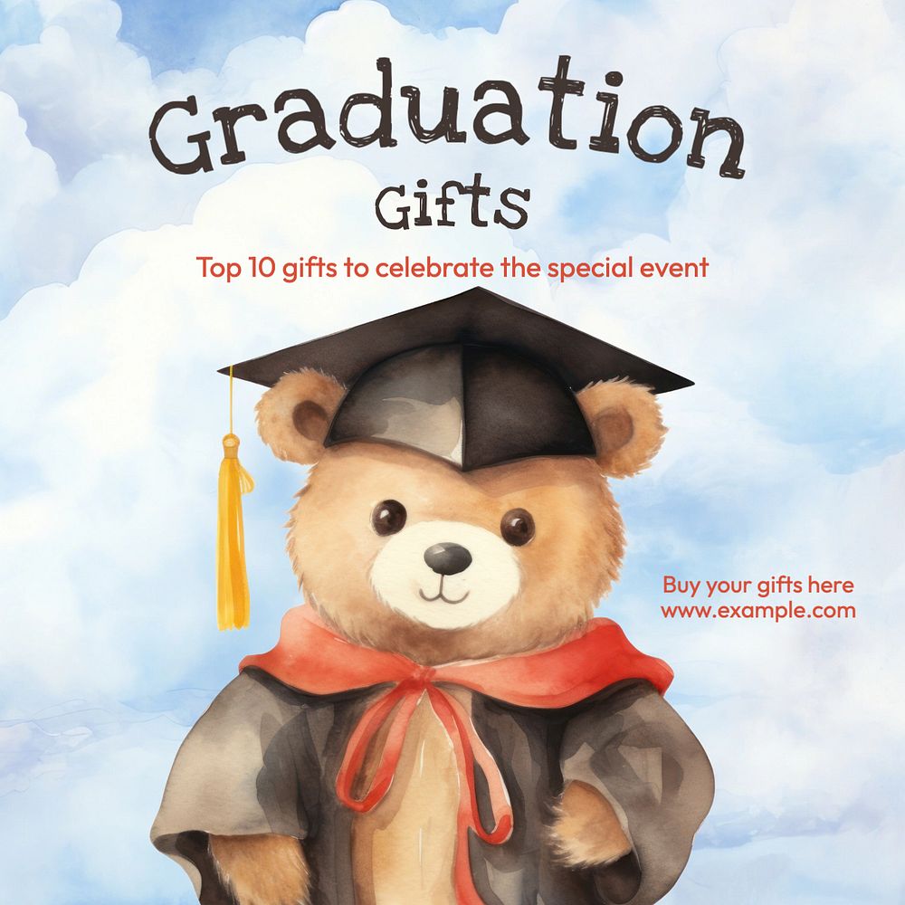 Graduation gifts Instagram post template, editable text