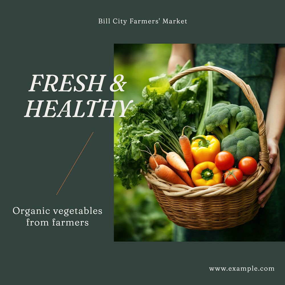 Fresh vegetable market Instagram post template, editable text