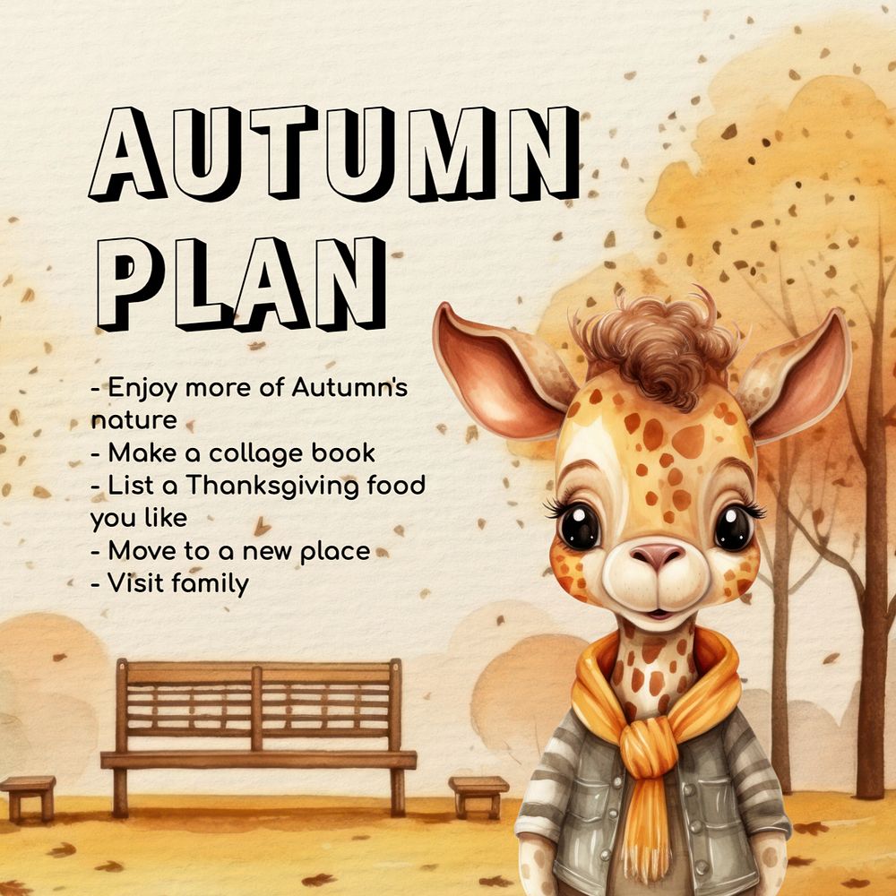 Autumn plan Instagram post template, editable text