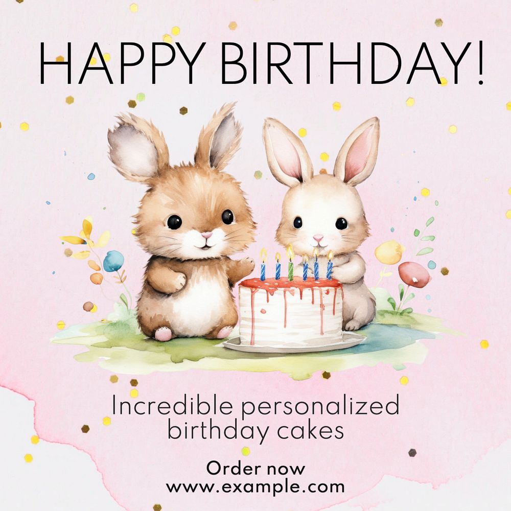 Happy birthday Instagram post template, editable text