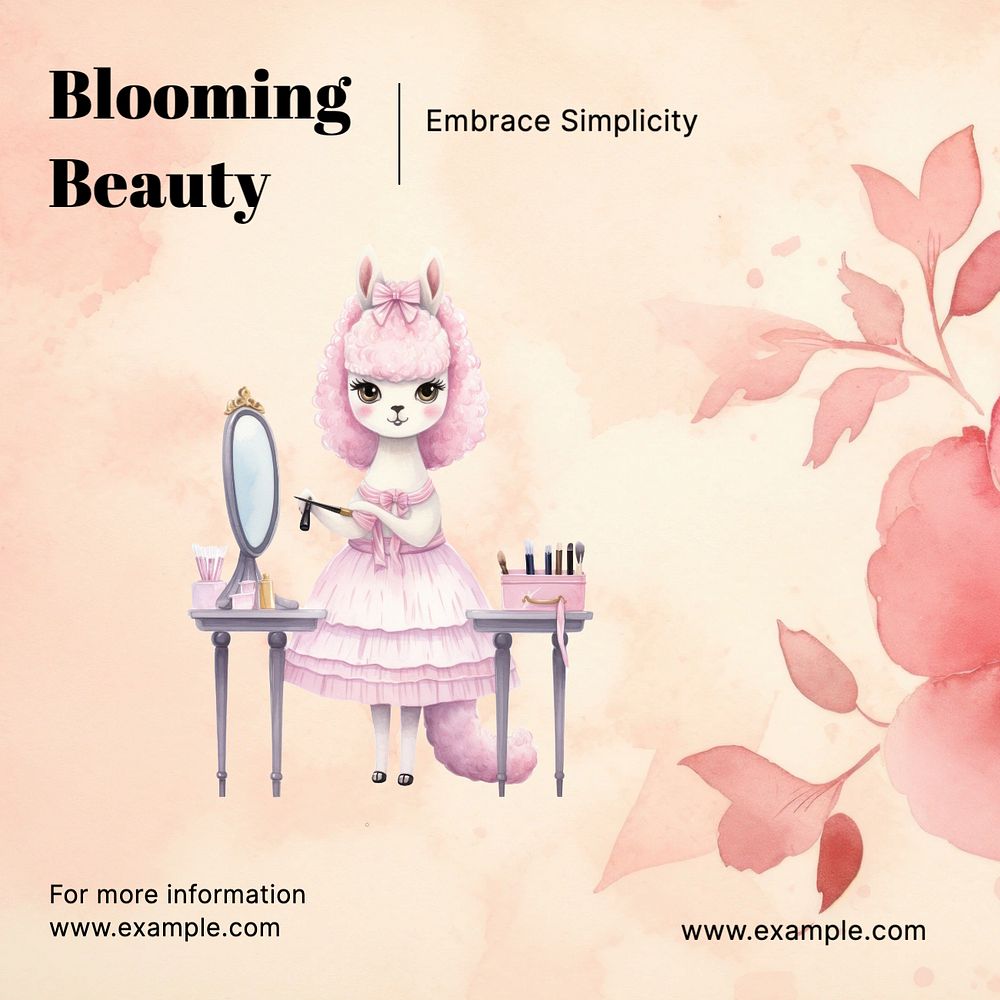 Blooming beauty Instagram post template, editable text
