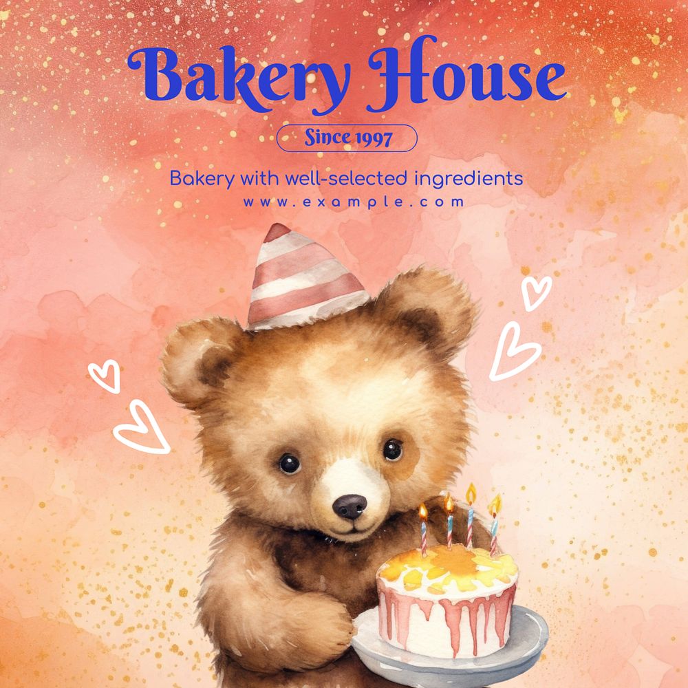 Bakery House Instagram post template, editable text