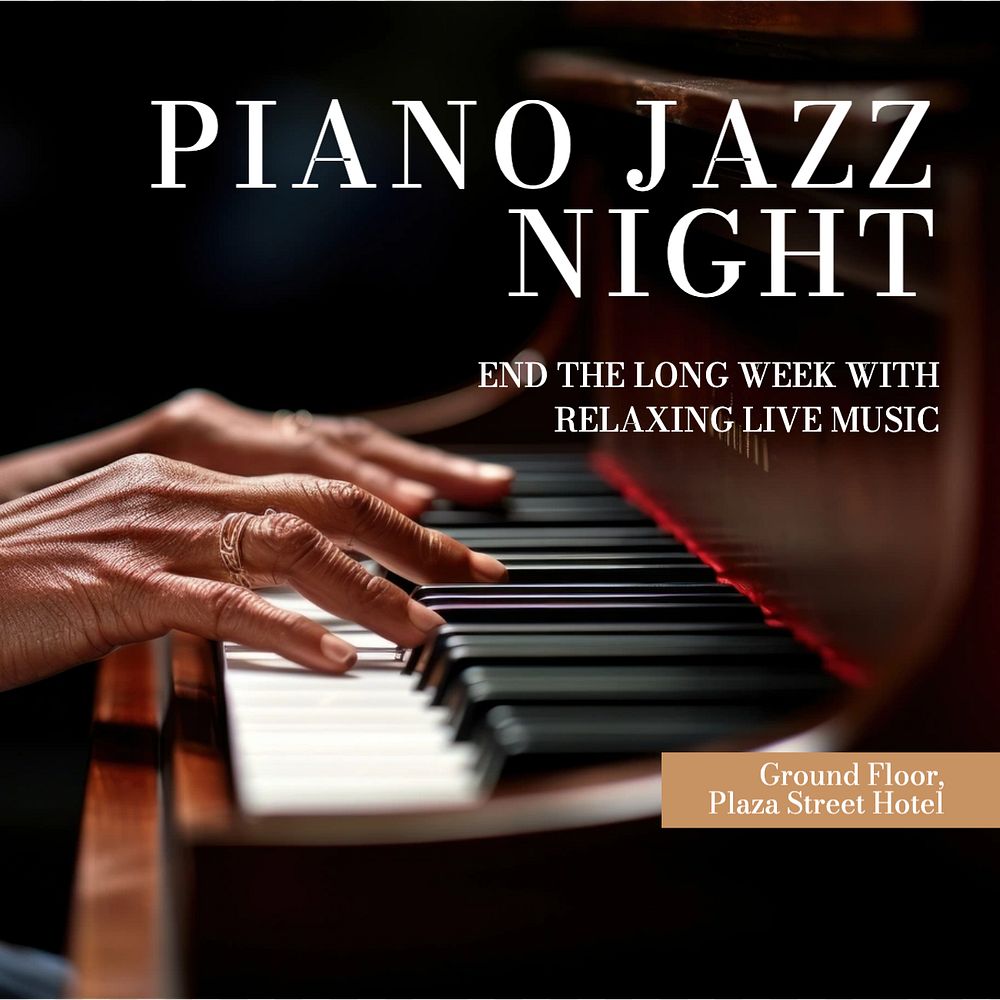 Piano jazz night  Instagram post template, editable text