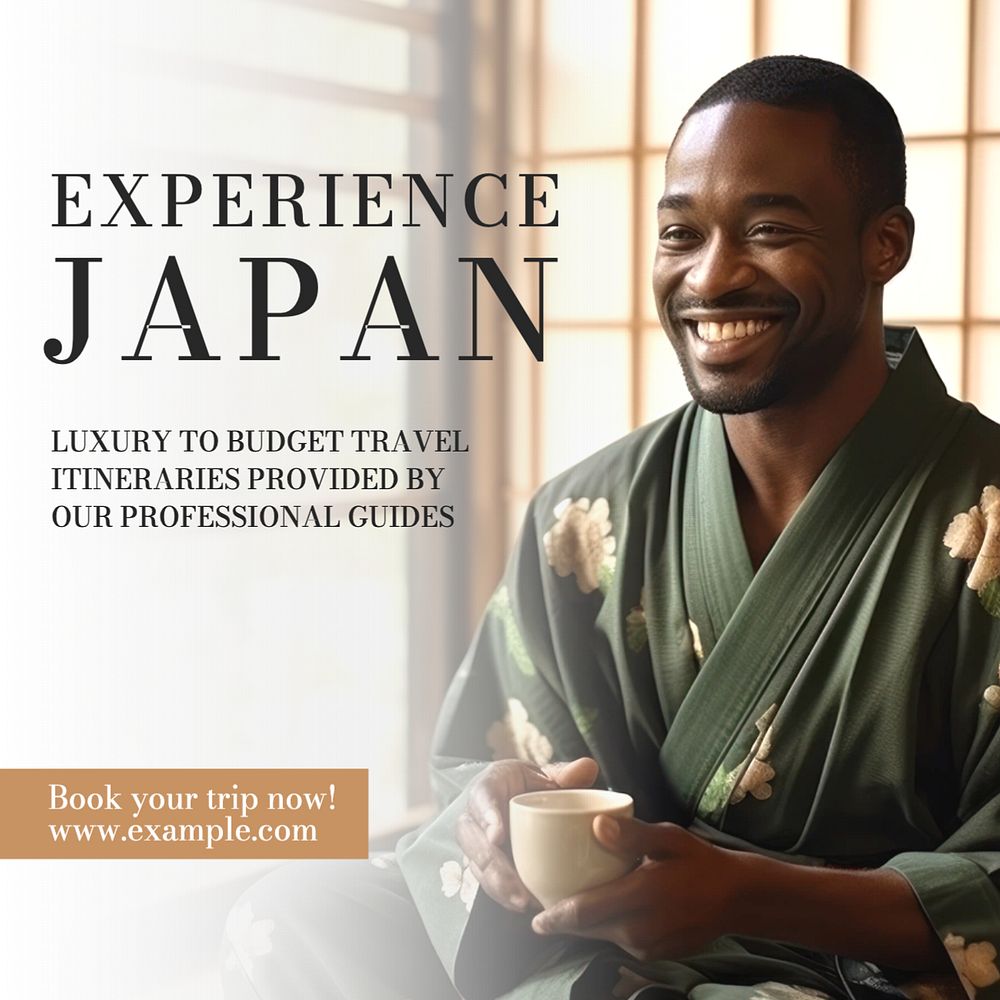 Japan travel ad Instagram post template, editable text