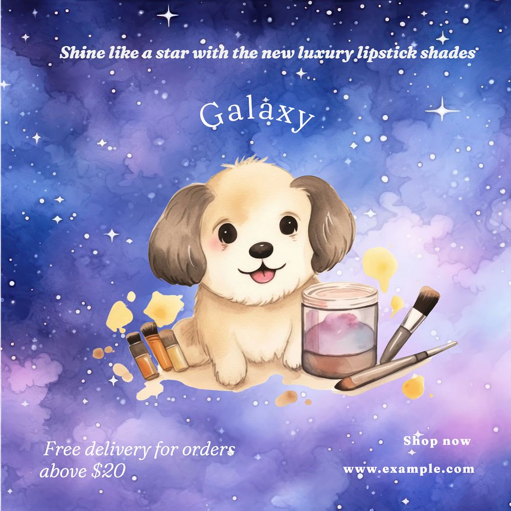 Galaxy makeup Instagram post template, editable text