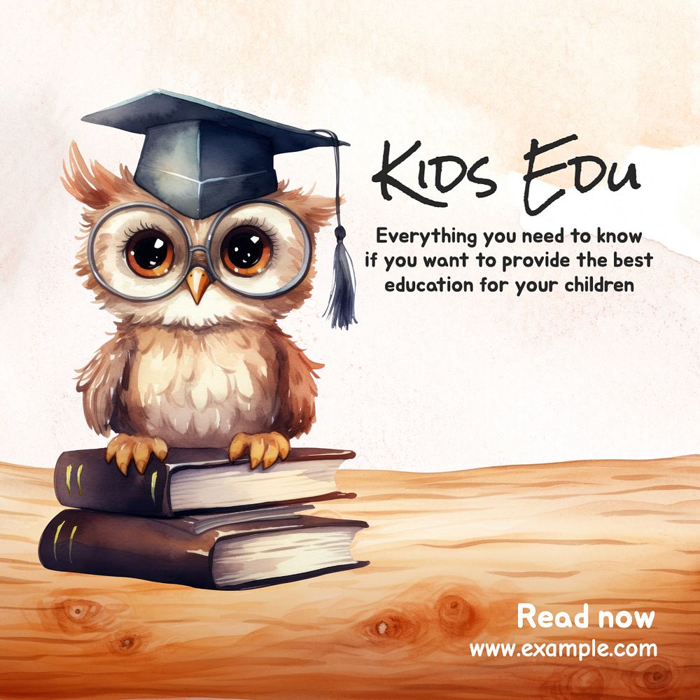 Kids education post template, editable social media design