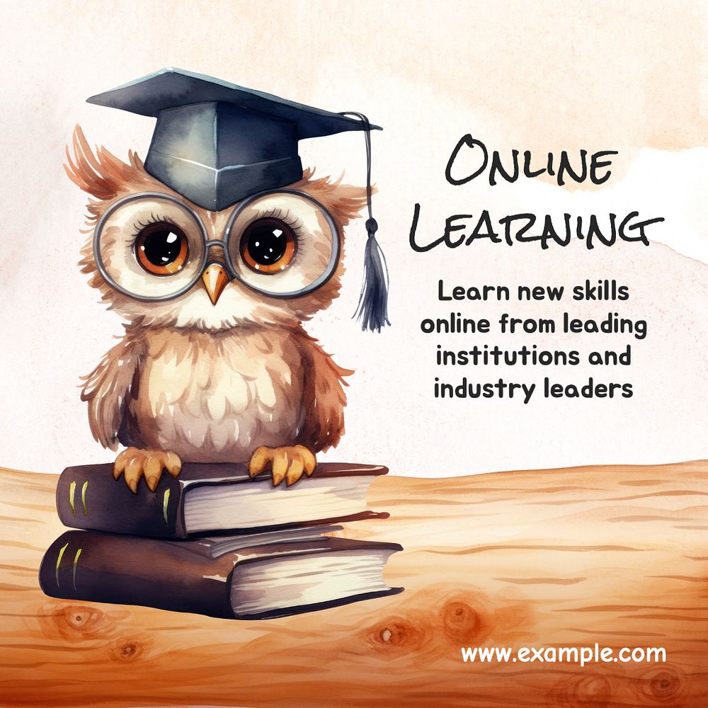 Online learning post template, editable social media design