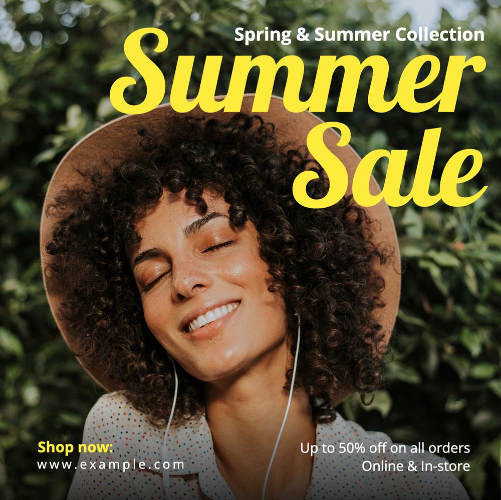 Summer sale Instagram post template, editable text