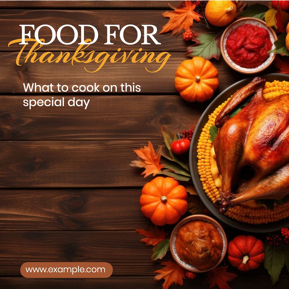 Thanksgiving food Instagram post template, editable text