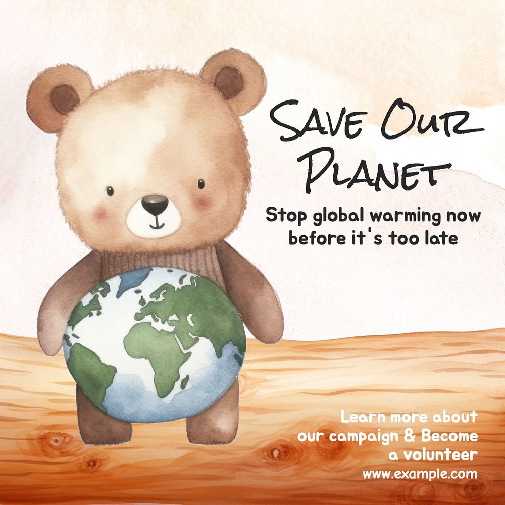 Save our planet post template, editable social media design