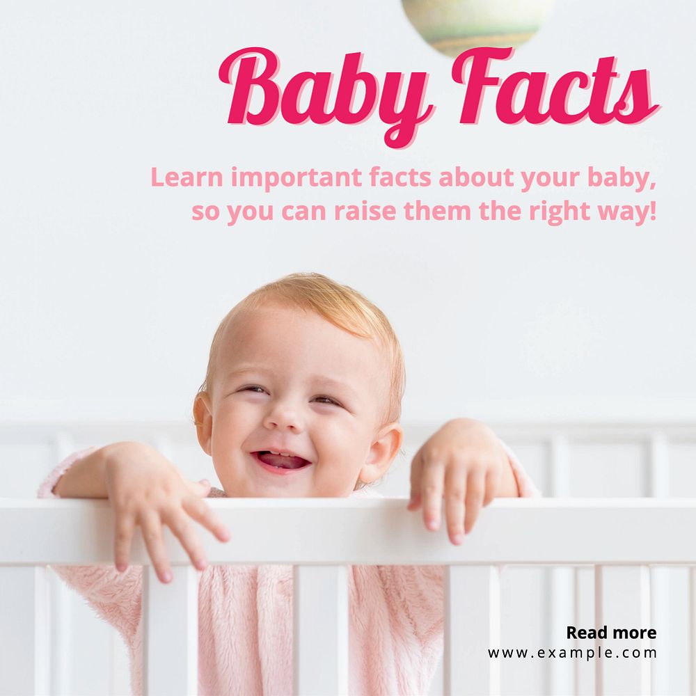 Baby facts Instagram post template, editable text