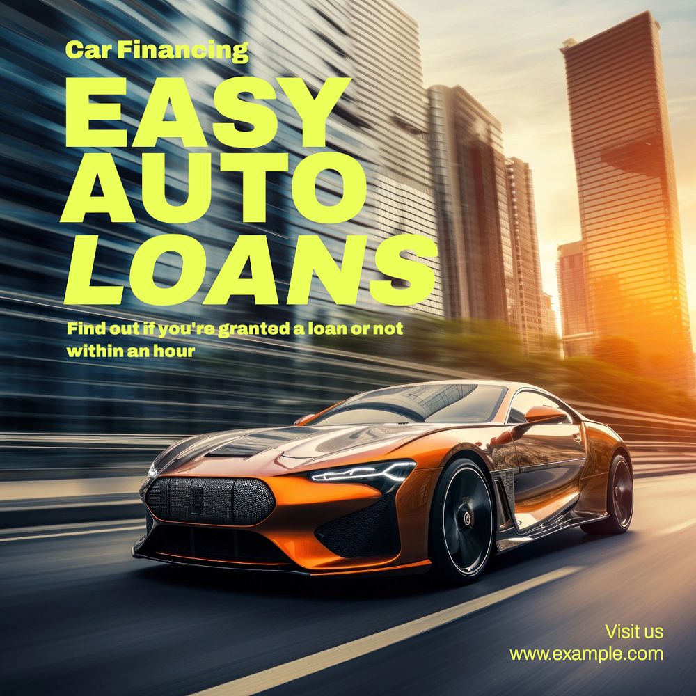 Easy auto loans Instagram post template, editable text