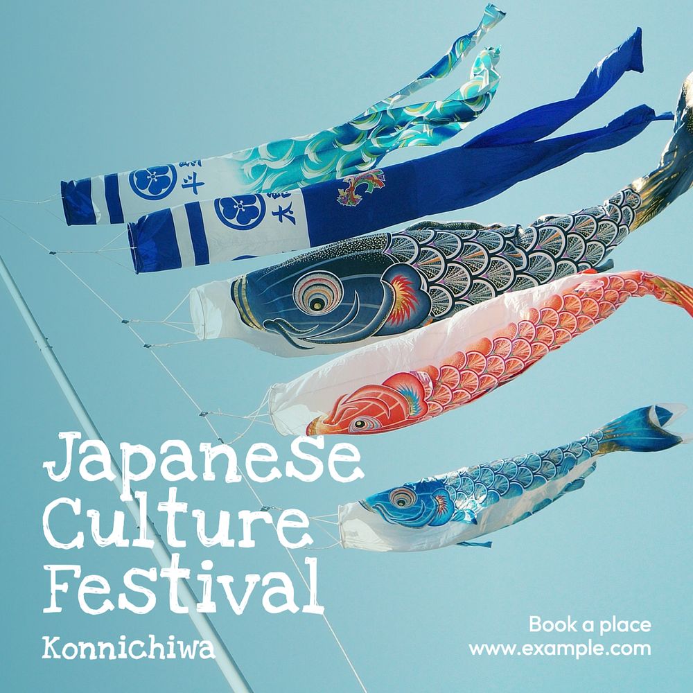 Japanese culture festival Instagram post template, editable text