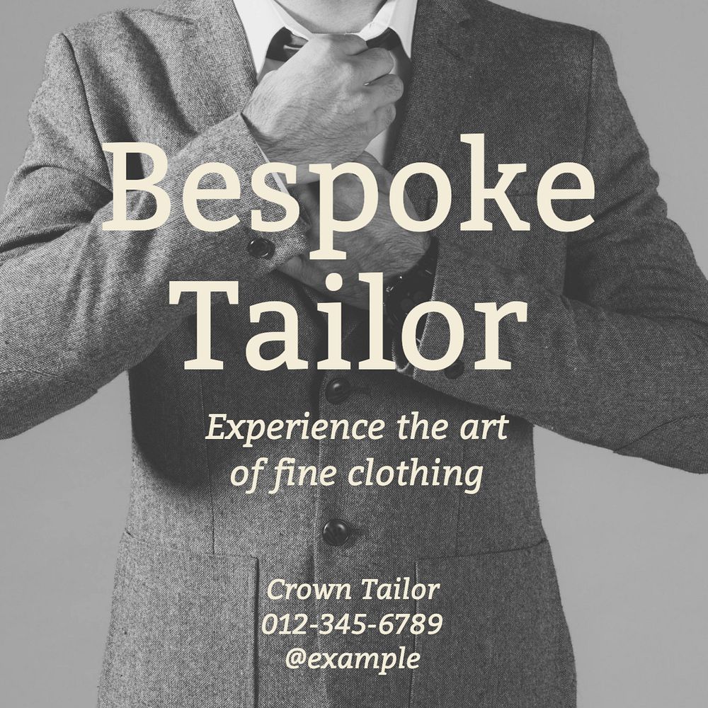 Bespoke tailor & clothing Instagram post template, editable text