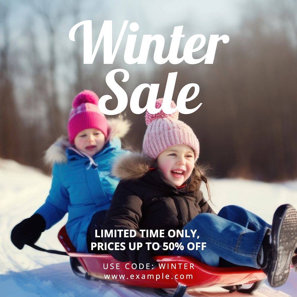 Winter sale Instagram post template, editable text