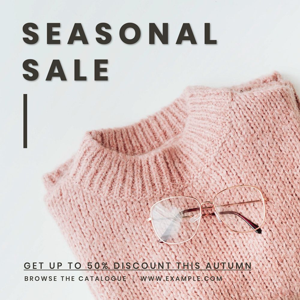 Seasonal sale Instagram post template, editable text