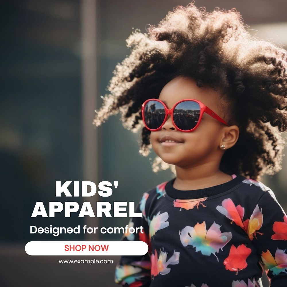 Kids apparel Instagram post template, editable text