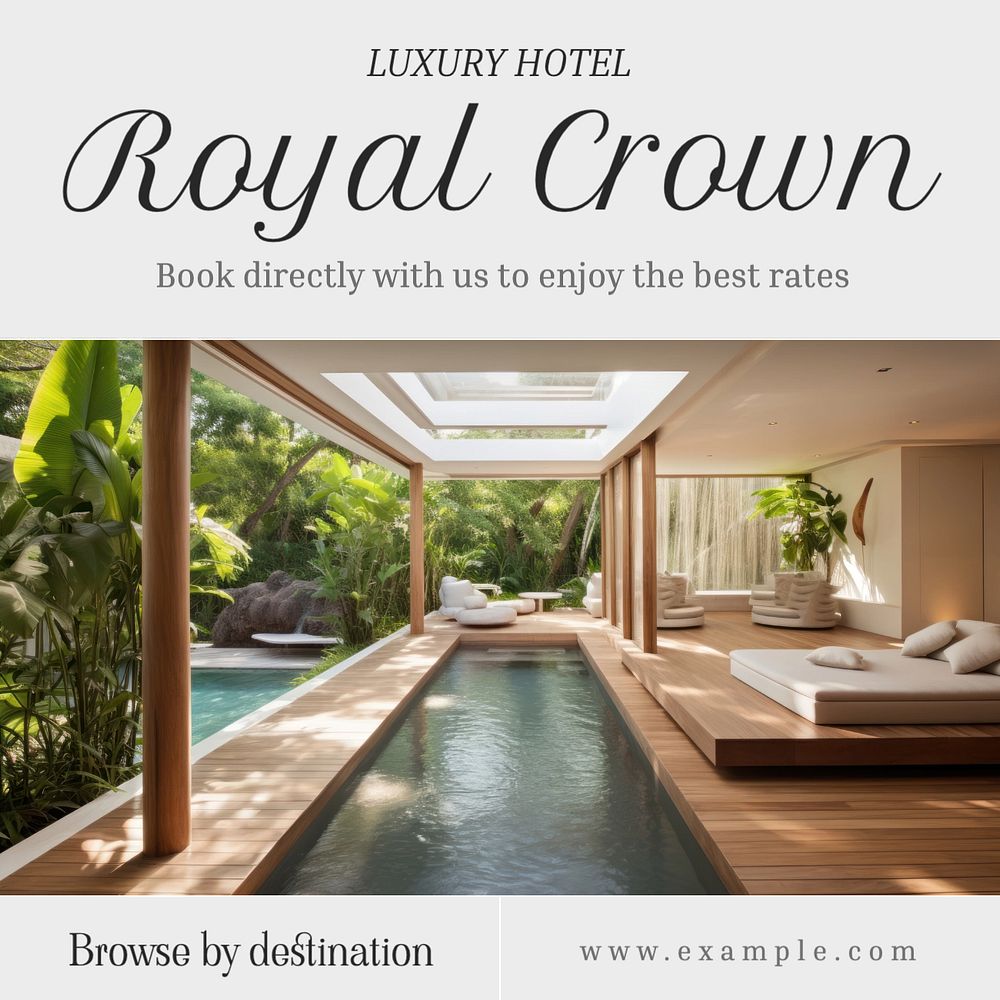 Luxury hotel Instagram post template, editable text