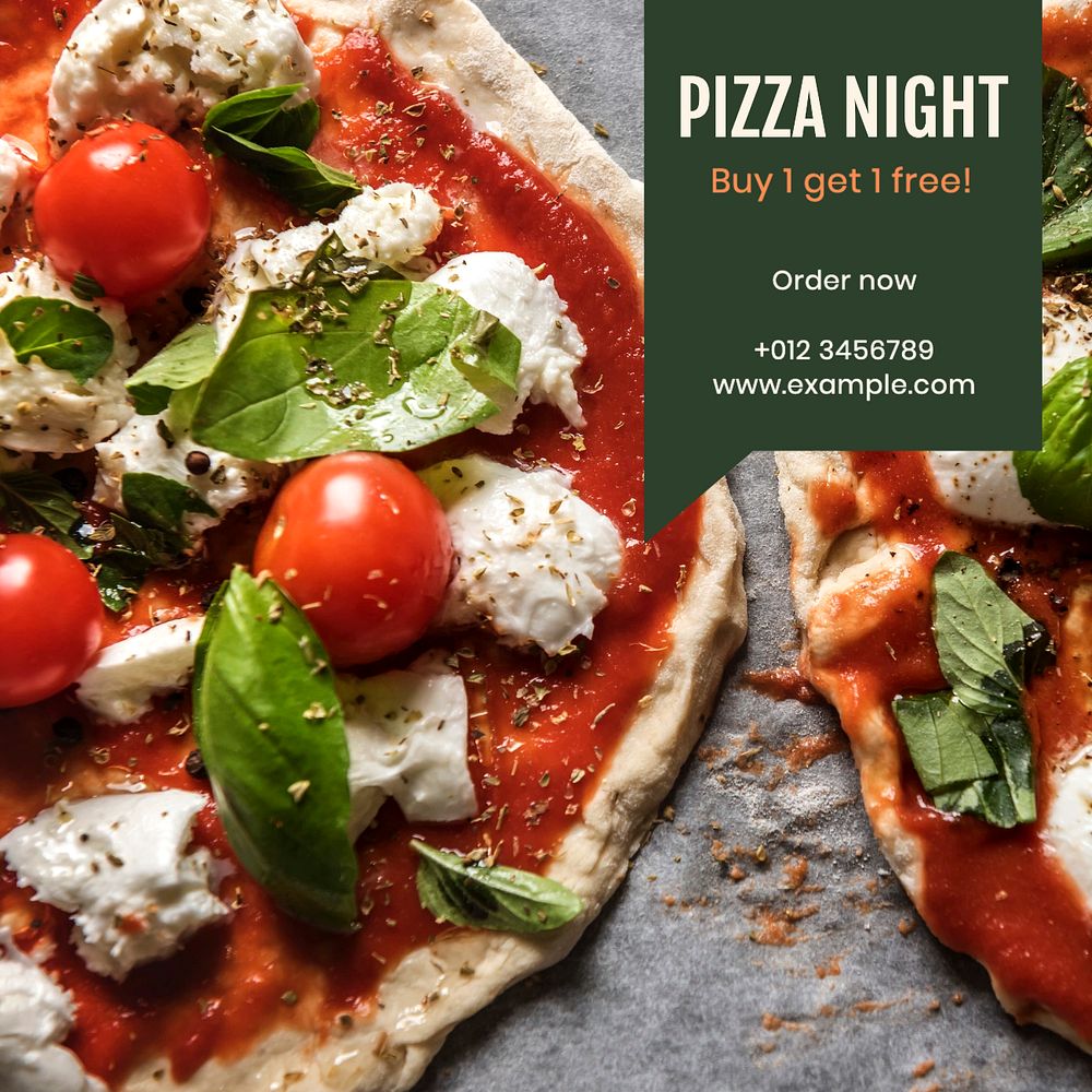 Pizza night Instagram post template, editable text