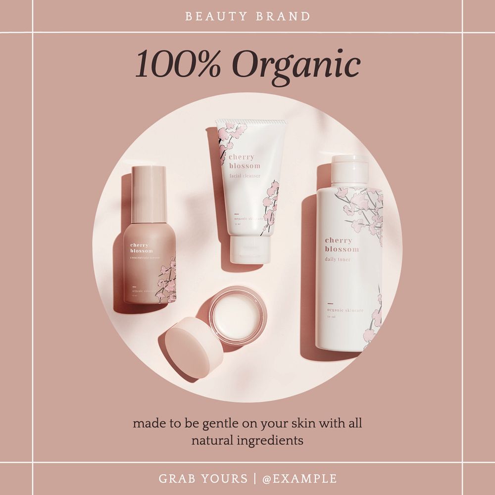 Organic beauty product Instagram post template, editable text
