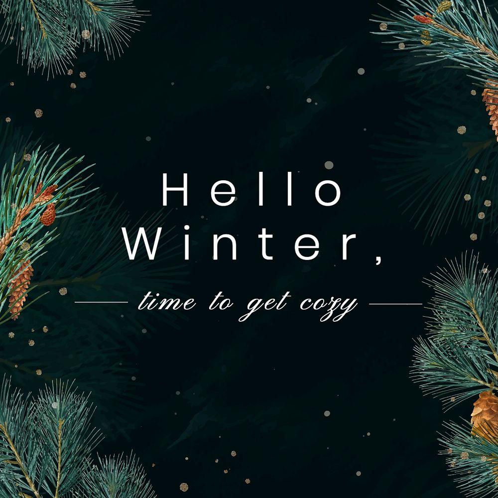 Hello winter Instagram post template, editable text