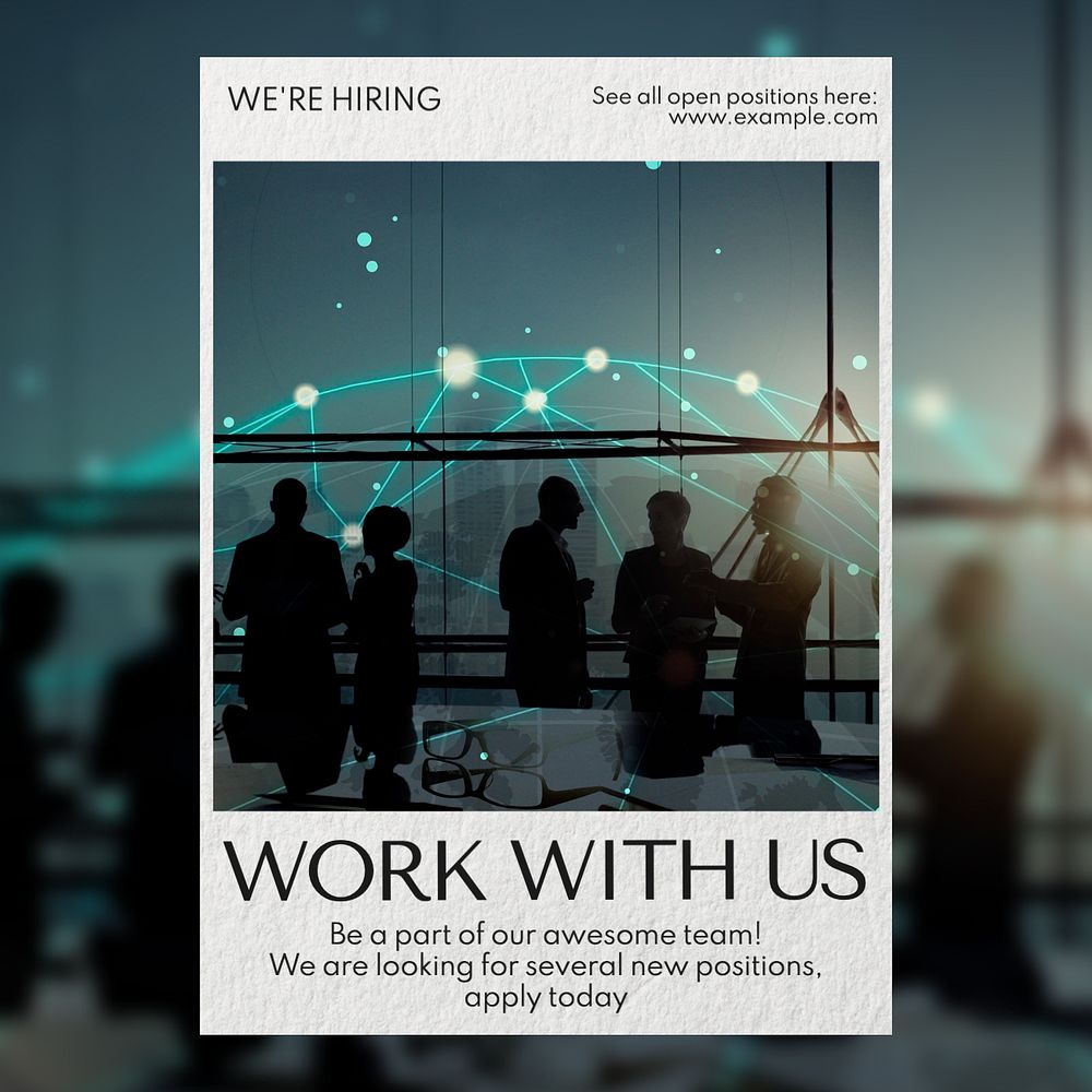 Hiring ads Instagram post template, editable text