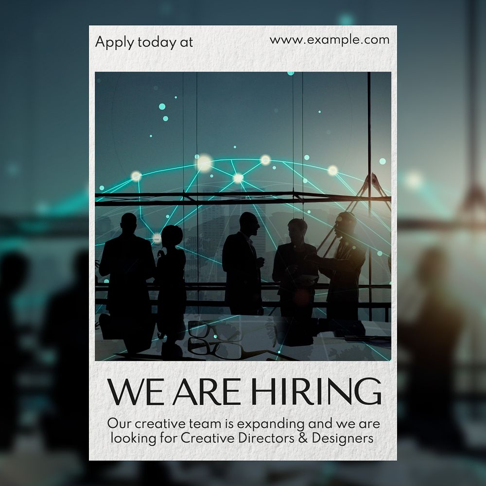 We are hiring Instagram post template, editable text