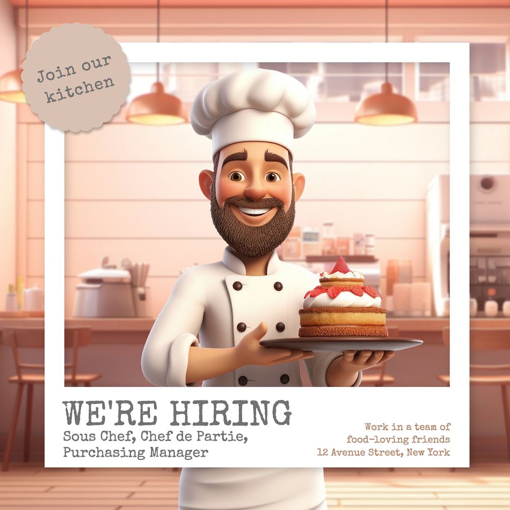 We're hiring Instagram post template, editable text