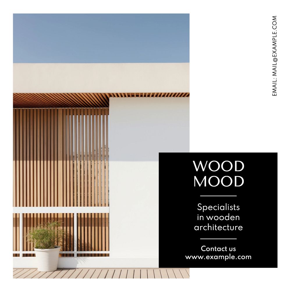 Wooden architecture Instagram post template, editable text