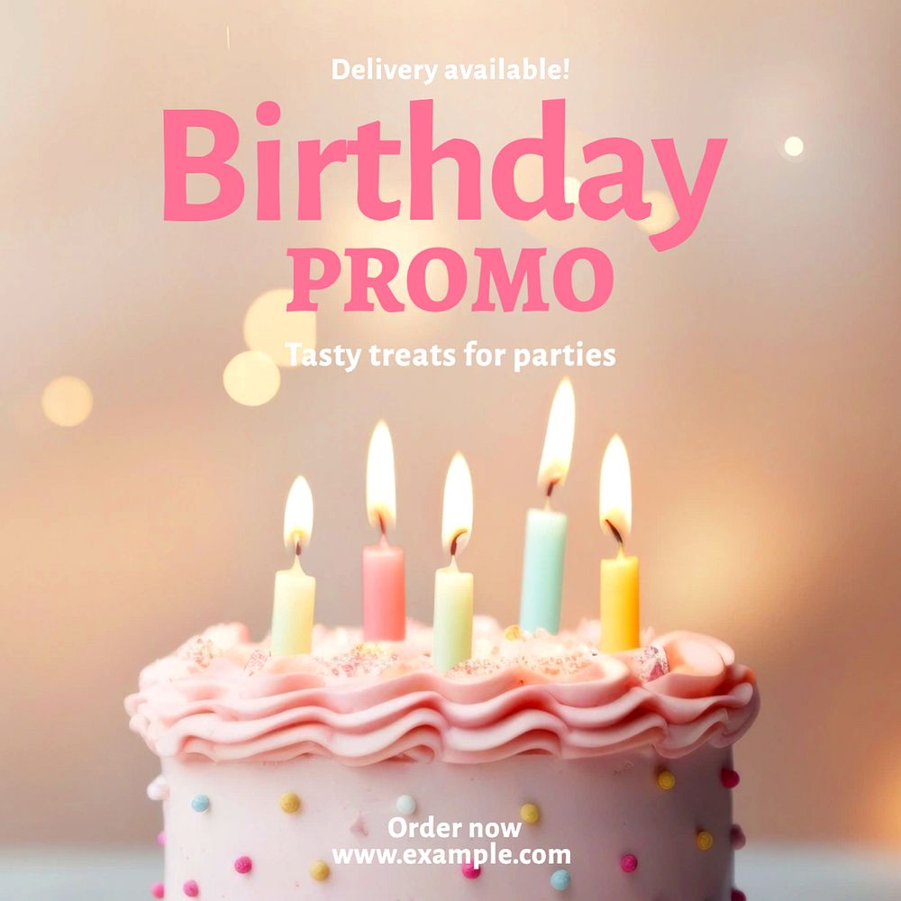 Birthday promo Instagram post template, editable text