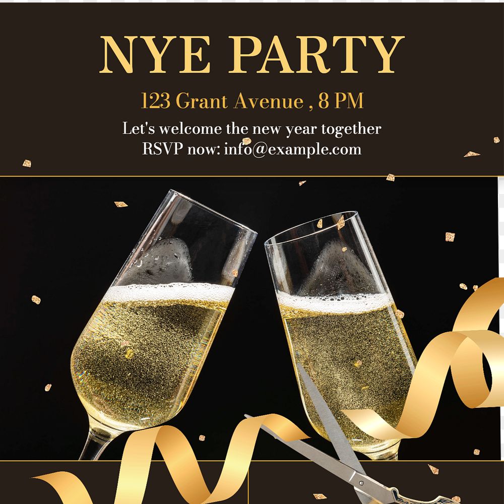 New year party Instagram post template, editable social media design