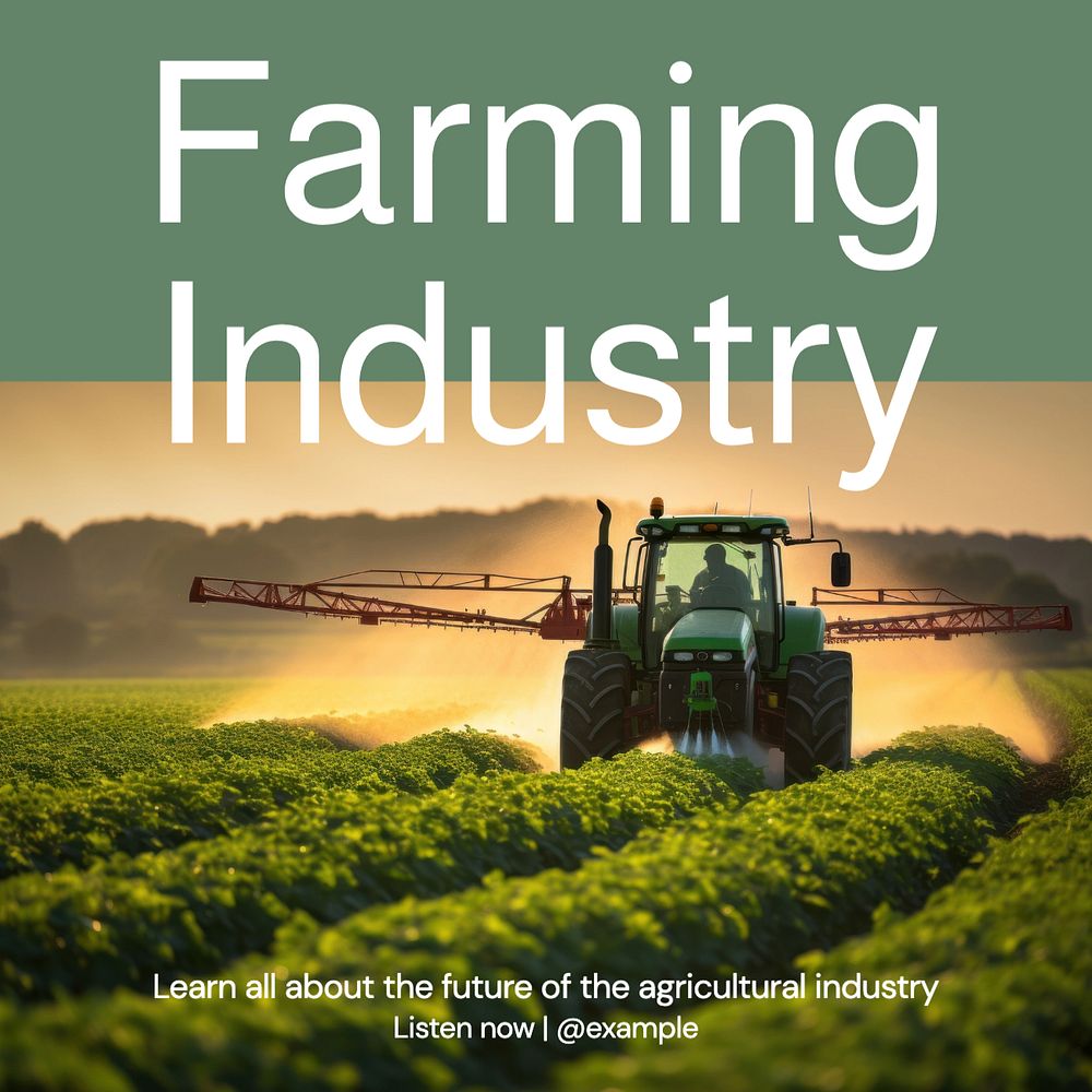 Farming industry Instagram post template, editable text