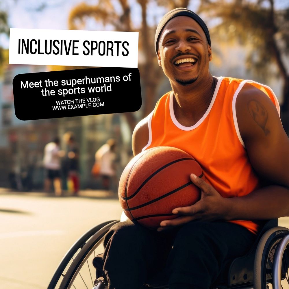 Inclusive sports Instagram post template, editable text