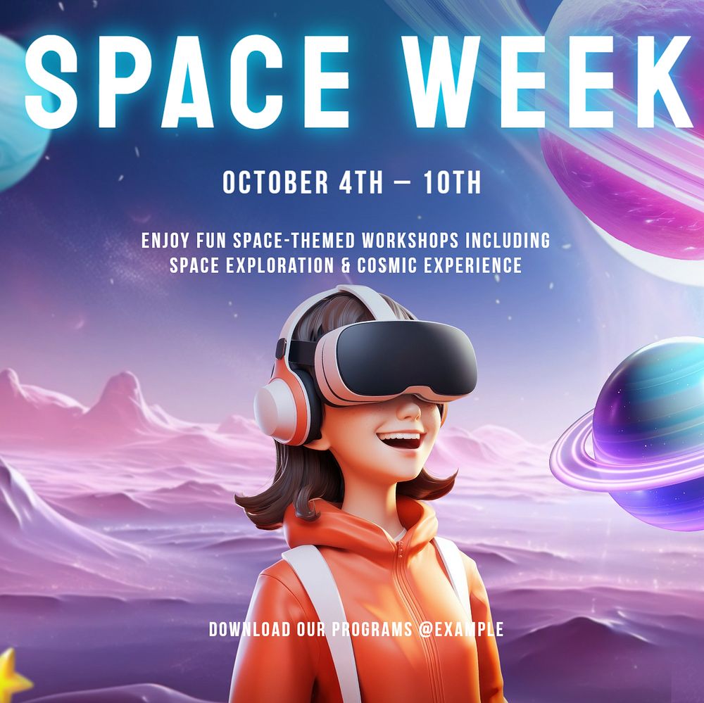 Space week Instagram post template, editable text