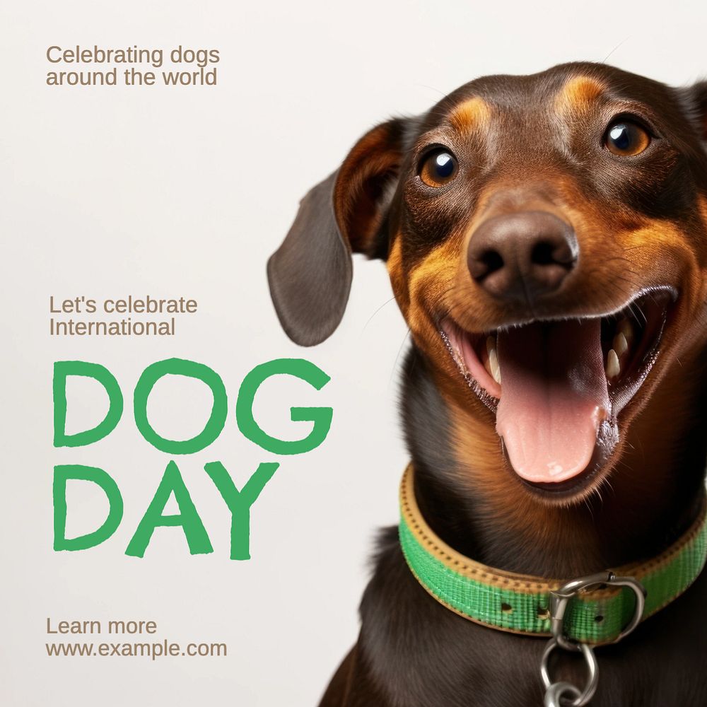 International dog day Instagram post template, editable text