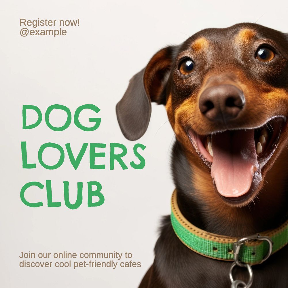 Dog lovers club Instagram post template, editable text