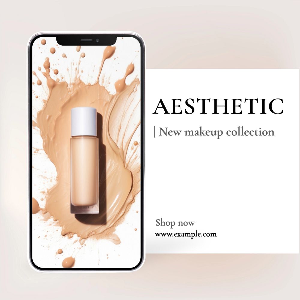 Aesthetic makeup Instagram post template, editable text