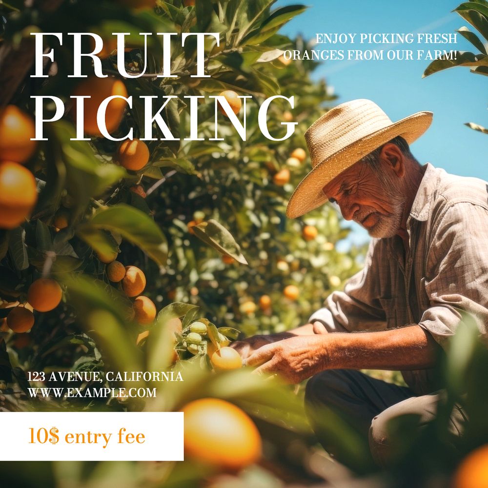 Fruit picking Instagram post template, editable text